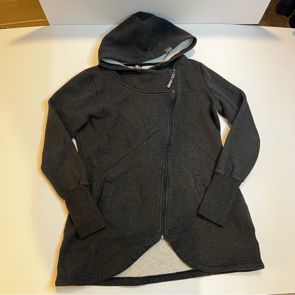 Mondetta Asymmetrical Zip Hoodie Jacket Charcoal Gray Size L